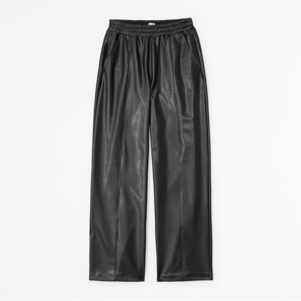 Abercrombie and Fitch Vegan Leather Straight Leg Black Pants